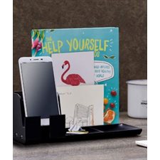 Desktop Organizer with USB Phone Stand black