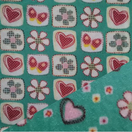 DOUDOU SIESTE FLEURS COEURS MENTHE