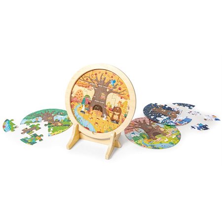 Casse-tête en bois avec chevalet, 4 saisons